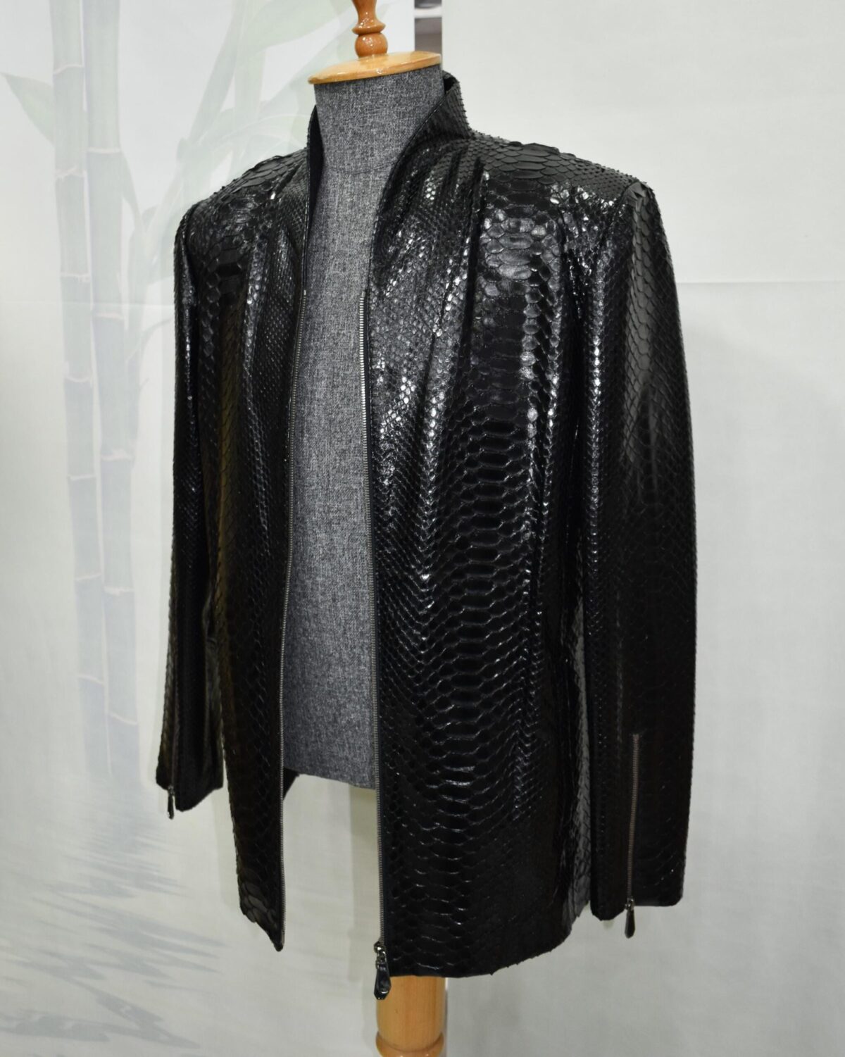 695e599f59f447123fa4eb84.jpg Exotic Black Python Skin Jacket | Men's Luxury Leather Coat | Handmade Genuine Snake Skin Outerwear