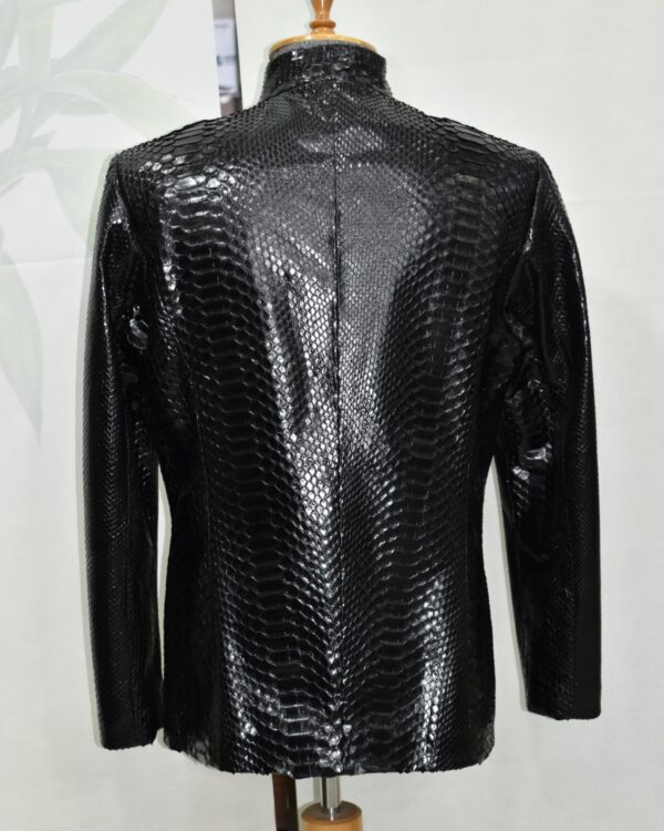 Exotic Black Python Skin Jacket | Men's Luxury Leather Coat | Handmade Genuine Snake Skin Outerwear