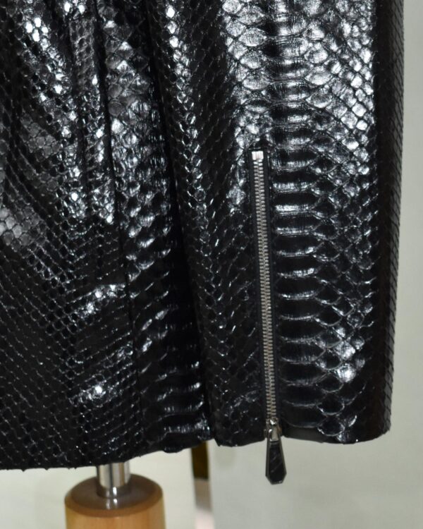 Exotic Black Python Skin Jacket | Men's Luxury Leather Coat | Handmade Genuine Snake Skin Outerwear