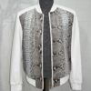 Luxury Genuine Python Skin Lambskin Leather Bomber Jacket – Handmade Designer Outerwear