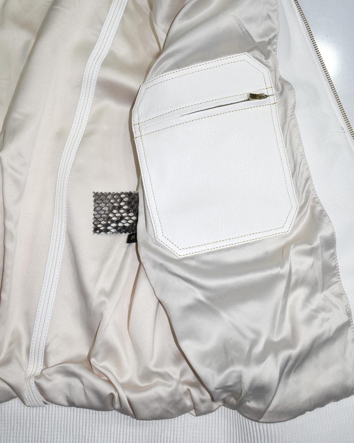 Luxury Genuine Python Skin Lambskin Leather Bomber Jacket – Handmade Designer Outerwear