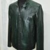 Emerald Green Python Skin Convertible Jacket - Luxury Shirt Stand Collar Exotic Snake Coat