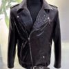 Deep Red Black Python Leather Biker Jacket - Exotic Snake Skin Motorcycle Coat