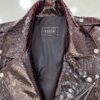 Deep Red Black Python Leather Biker Jacket - Exotic Snake Skin Motorcycle Coat