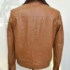 Cognac Ostrich Leather Bomber Jacket - Removable Mink Fur Collar