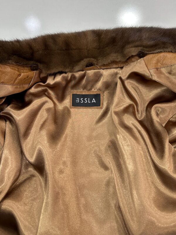 Cognac Ostrich Leather Bomber Jacket - Removable Mink Fur Collar