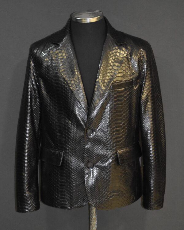 Genuine Black Python Skin Blazer - Exotic Men's Suit Jacket - Luxury Snake Coat