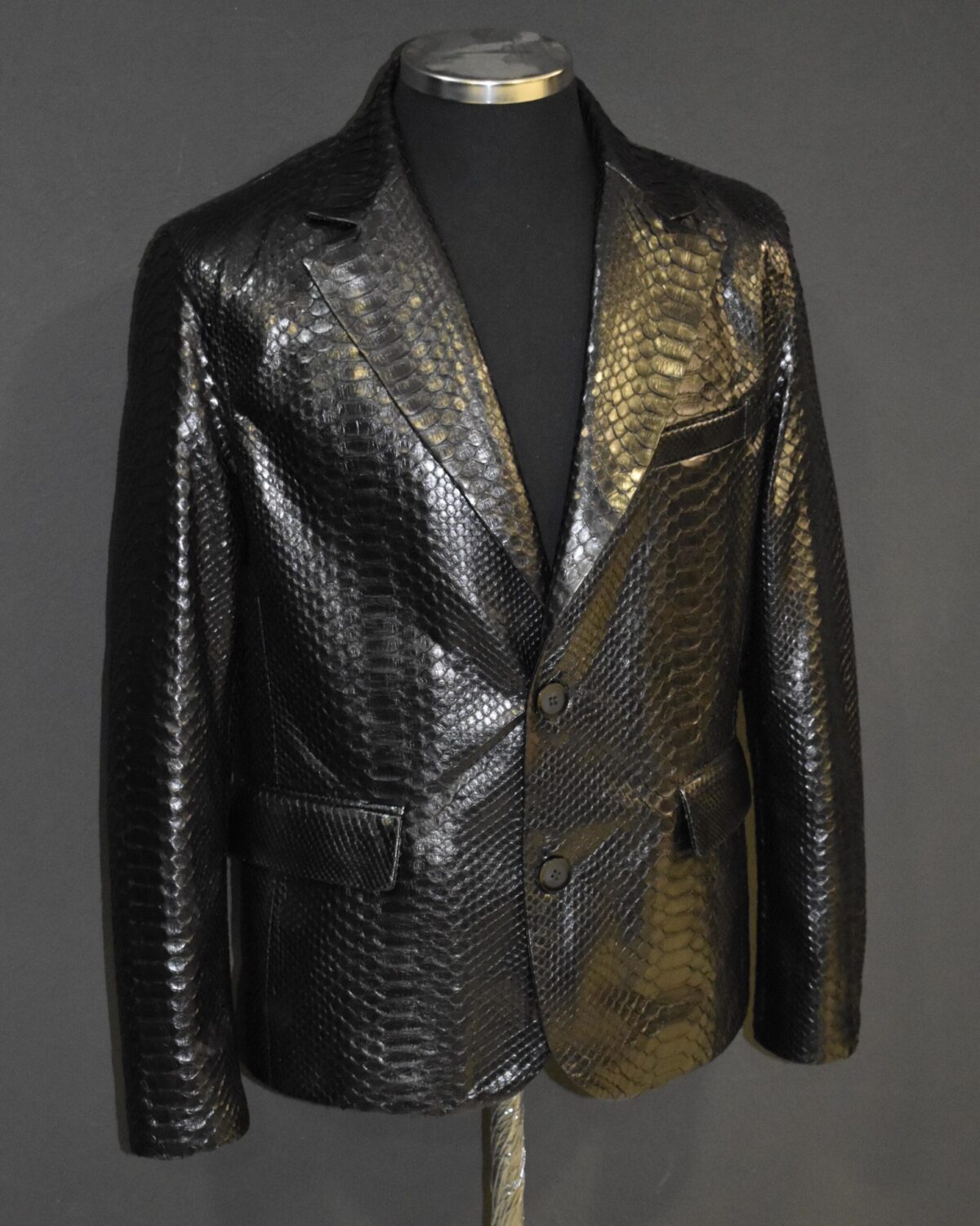 Genuine Black Python Skin Blazer - Exotic Men's Suit Jacket - Luxury Snake Coat