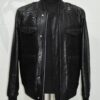 Black Genuine Python Skin Utility Bomber Jacket - Luxury Cargo Style Snake Leather Coat