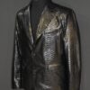 Genuine Black Python Skin Blazer - Exotic Men's Suit Jacket - Luxury Snake Coat