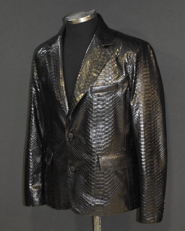 Genuine Black Python Skin Blazer - Exotic Men's Suit Jacket - Luxury Snake Coat