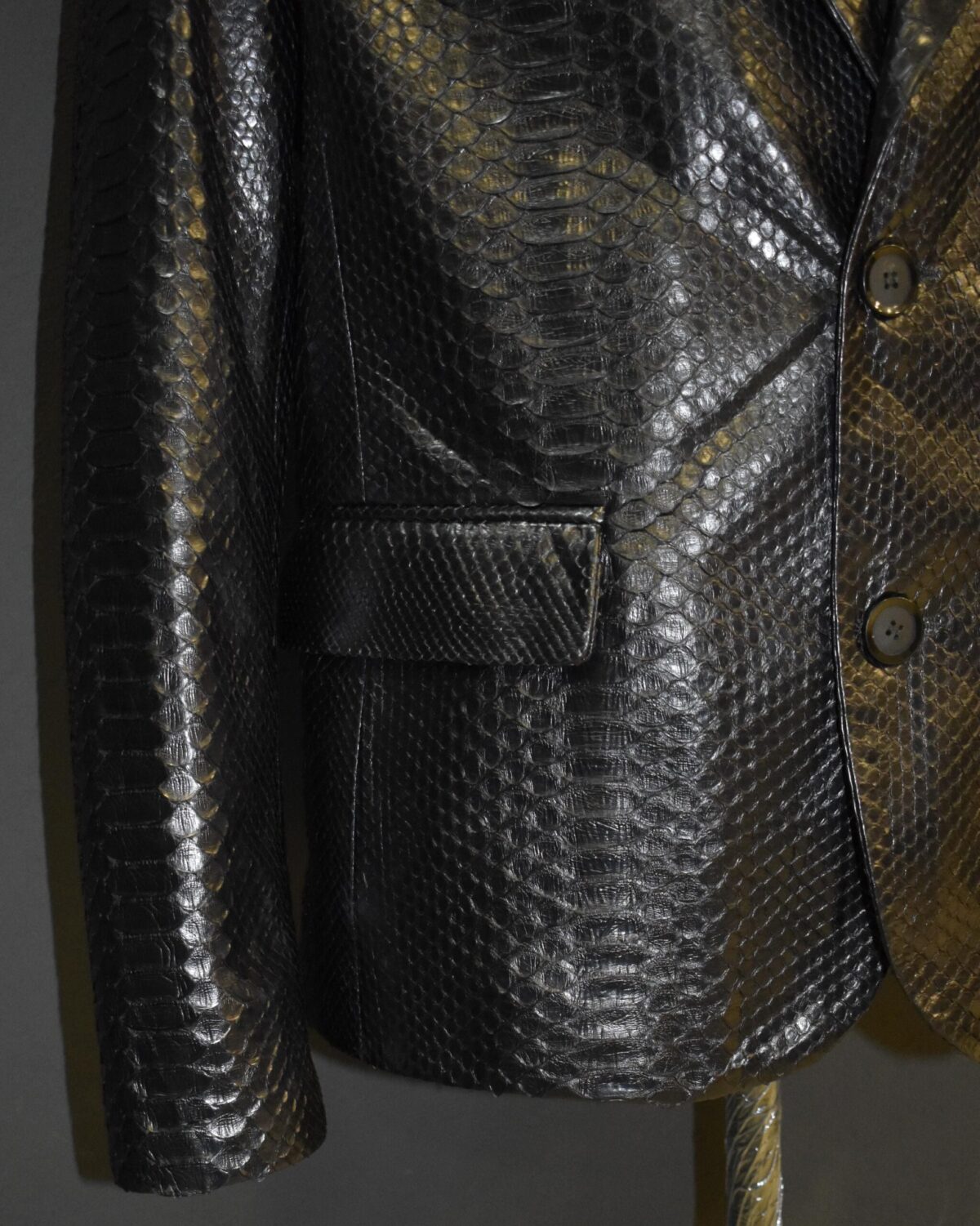 Genuine Black Python Skin Blazer - Exotic Men's Suit Jacket - Luxury Snake Coat