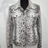 695e59b359f447123fa4eeae.jpg Natural White Grey Python Skin Trucker Jacket - Exotic Snake Luxury Leather Denim Style Coat