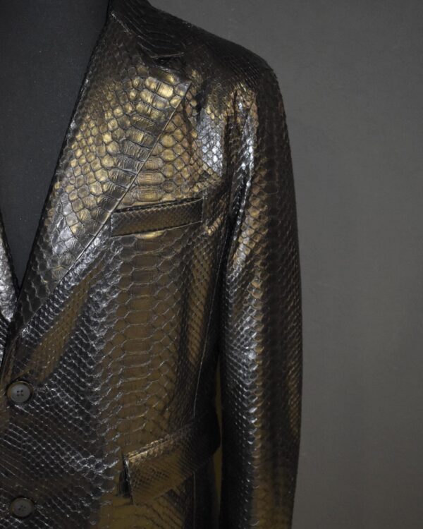 Genuine Black Python Skin Blazer - Exotic Men's Suit Jacket - Luxury Snake Coat