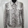 695e59b559f447123fa4ef89.jpg Natural White Grey Python Skin Trucker Jacket - Exotic Snake Luxury Leather Denim Style Coat