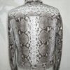 695e59b659f447123fa4ef8b.jpg Natural White Grey Python Skin Trucker Jacket - Exotic Snake Luxury Leather Denim Style Coat