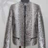 Natural White Grey Python Skin Racer Jacket - Exotic Snake Leather Luxury Moto Coat