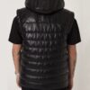 695e59b959f447123fa4f02f.jpg Men's Nappa Leather Hooded Vest: Python Trim, Quilted Waistcoat