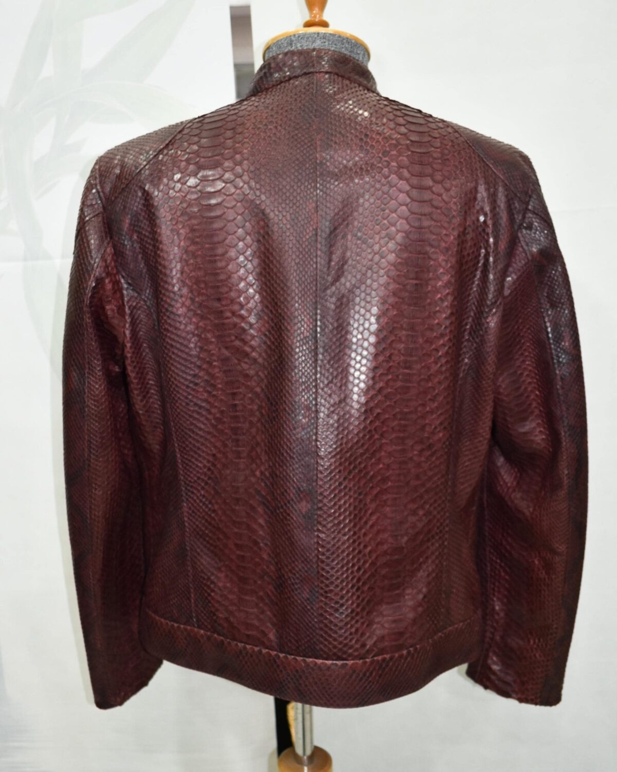 695e59b959f447123fa4f032.jpg Genuine Burgundy Python Skin Racer Jacket - Luxury Wine Red Snake Leather Moto Coat