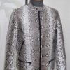Natural White Grey Python Skin Racer Jacket - Exotic Snake Leather Luxury Moto Coat