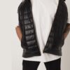695e59ba59f447123fa4f036.jpg Men's Nappa Leather Hooded Vest: Python Trim, Quilted Waistcoat