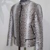 Natural White Grey Python Skin Racer Jacket - Exotic Snake Leather Luxury Moto Coat