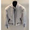 Genuine Python Leather Men's Exotic Snake Skin White Luxury Moto Jacket