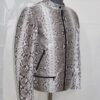 Natural White Grey Python Skin Racer Jacket - Exotic Snake Leather Luxury Moto Coat