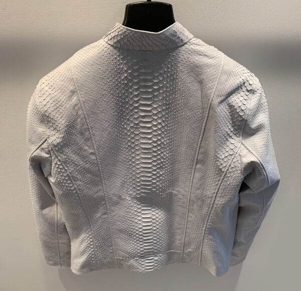 Genuine Python Leather Men's Exotic Snake Skin White Luxury Moto Jacket