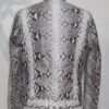 Natural White Grey Python Skin Racer Jacket - Exotic Snake Leather Luxury Moto Coat