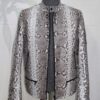 Natural White Grey Python Skin Racer Jacket - Exotic Snake Leather Luxury Moto Coat