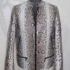 Natural White Grey Python Skin Racer Jacket - Exotic Snake Leather Luxury Moto Coat