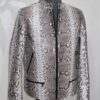 Natural White Grey Python Skin Racer Jacket - Exotic Snake Leather Luxury Moto Coat