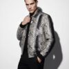 Handmade Python Leather Bomber Jacket: Men's Exotic Snake Skin