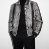Handmade Python Leather Bomber Jacket: Men's Exotic Snake Skin