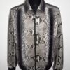 Handmade Python Leather Bomber Jacket: Men's Exotic Snake Skin