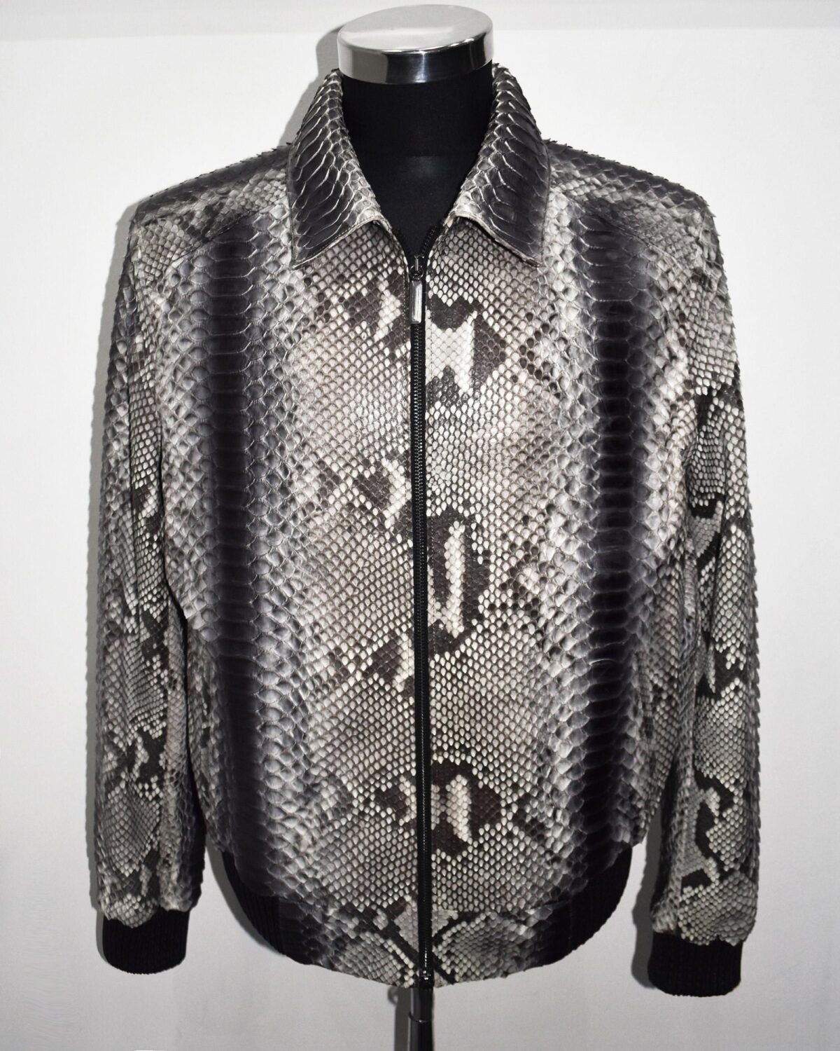 Handmade Python Leather Bomber Jacket: Men's Exotic Snake Skin