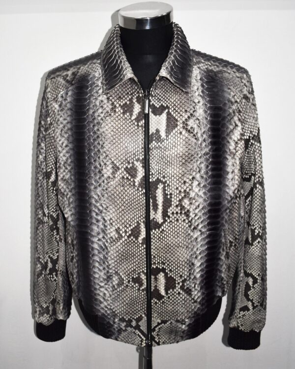 Handmade Python Leather Bomber Jacket: Men's Exotic Snake Skin