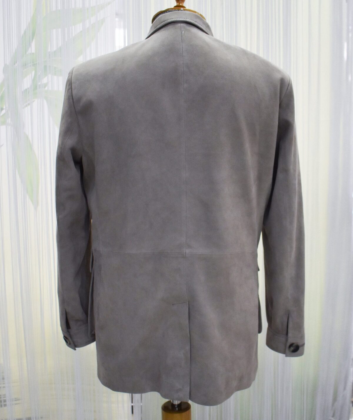 Handmade Suede Leather Safari Jacket - Men's Bespoke Gray Coat
