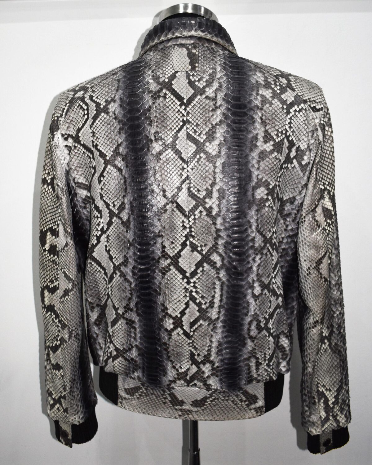 Handmade Python Leather Bomber Jacket: Men's Exotic Snake Skin