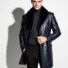695e59c859f447123fa4f2bf.jpg Genuine Python Leather Coat: Men's Black Navy Blue Mink Fur Collar