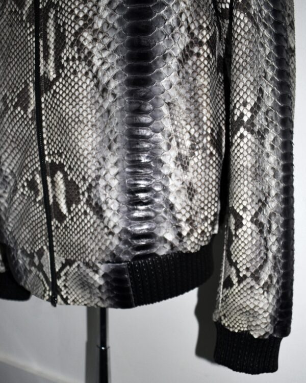 Handmade Python Leather Bomber Jacket: Men's Exotic Snake Skin