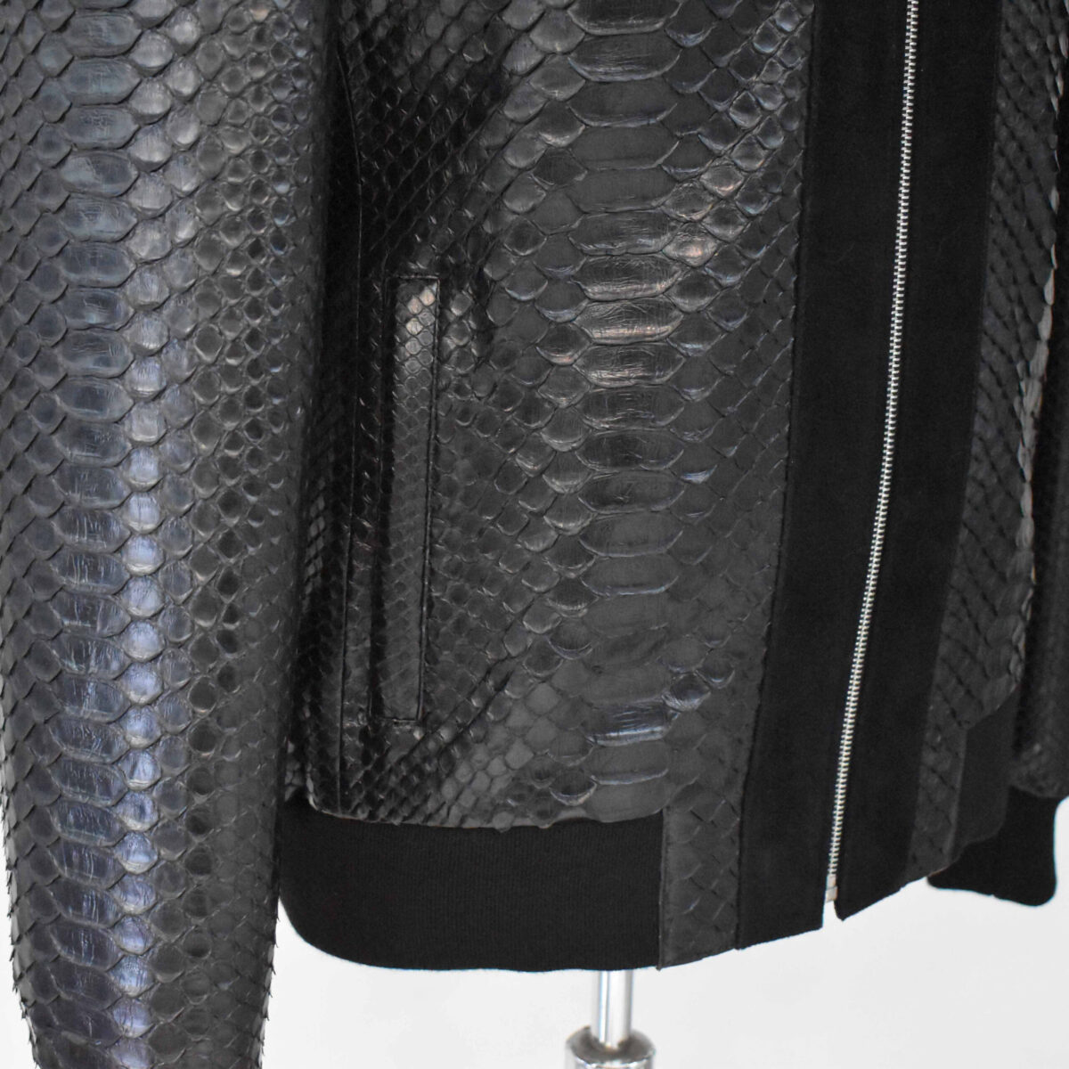 Black Python Jacket with Suede Trim