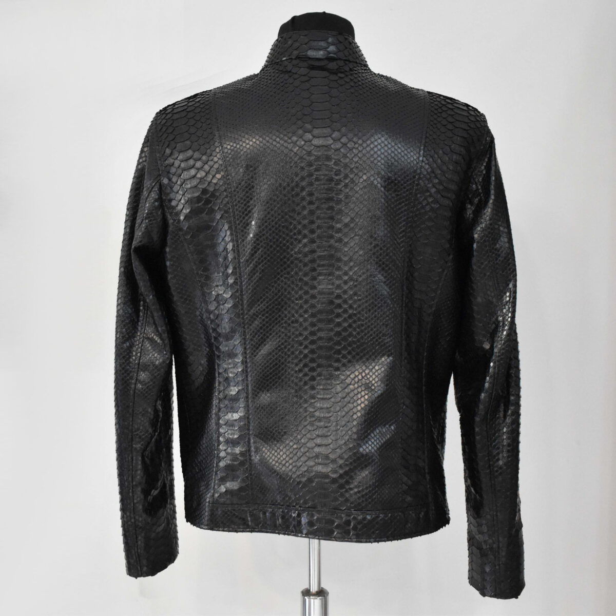 695e59cf59f447123fa50278.jpg Genuine Python Leather Men's Exotic Snake Skin Black Luxury Moto Jacket