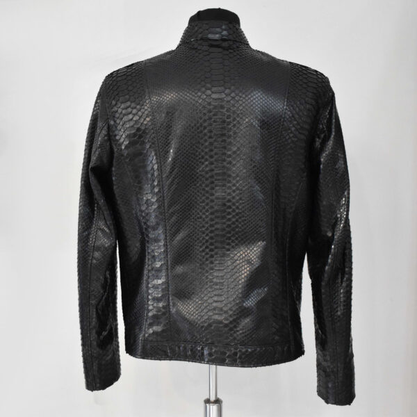 Genuine Python Leather Men's Exotic Snake Skin Black Luxury Moto Jacket