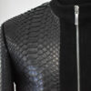 Black Python Jacket with Suede Trim