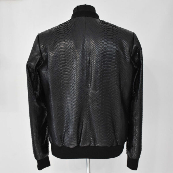 Men's Black Python Leather Suede Trim Exotic Snake Skin Luxury Handmade Jacket