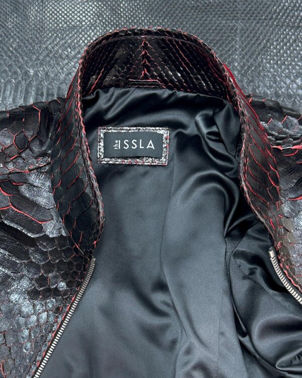 Genuine Python Leather Men's Exotic Snake Skin Red Black Luxury Handmade Jacket