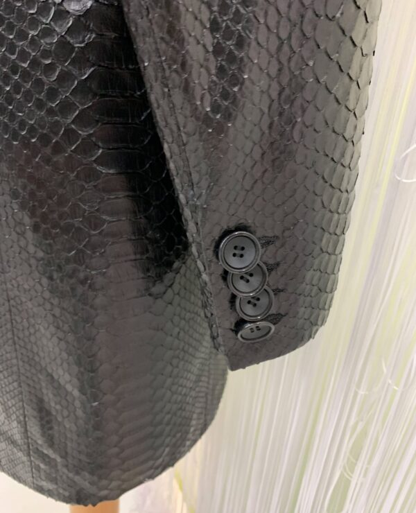 Genuine Python Leather Coat: Men's Black Navy Blue Mink Fur Collar