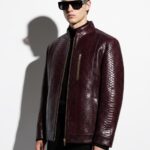 Bordeaux Python Leather Burgundy Exotic Snake Skin Men's Luxury Bespoke Jacket